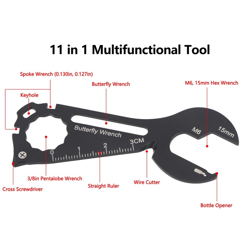 11 in 1 Outdoor Wrench Multifunctional Bottle Opener Keychain Screwdriver