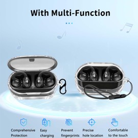 NOUKAJU for JBL Soundgear Clips Case Cover, Earphone Protective Case (with Carabiner + Lanyard + Cleaning Pen) Drop-Proof,Scratch-Proof,Protective Cover for JBL Soundgear Clips(Clear)