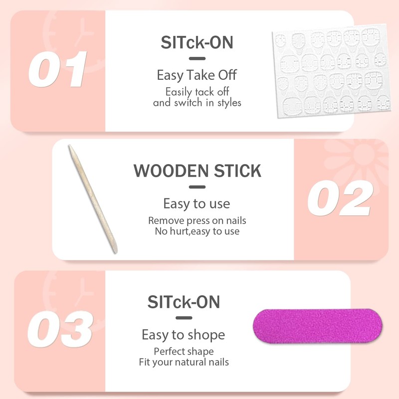 KQueenest Glossy Black Press on Nails Long Medium Square, Pure