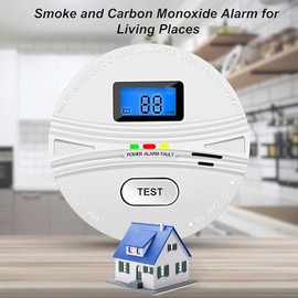 LEMONTAIL Smoke and Carbon Monoxide Detector with Batteries,2-in-1 Smoke Detector Carbon Monoxide Detector Combo,Smoke and Carbon Monoxide Alarm with Test Button and Digital Display