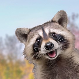 Window Sticker Funny Raccoon I Colourful on Both Sides I 20.3 x 21.4 cm I Reusable I dv1436