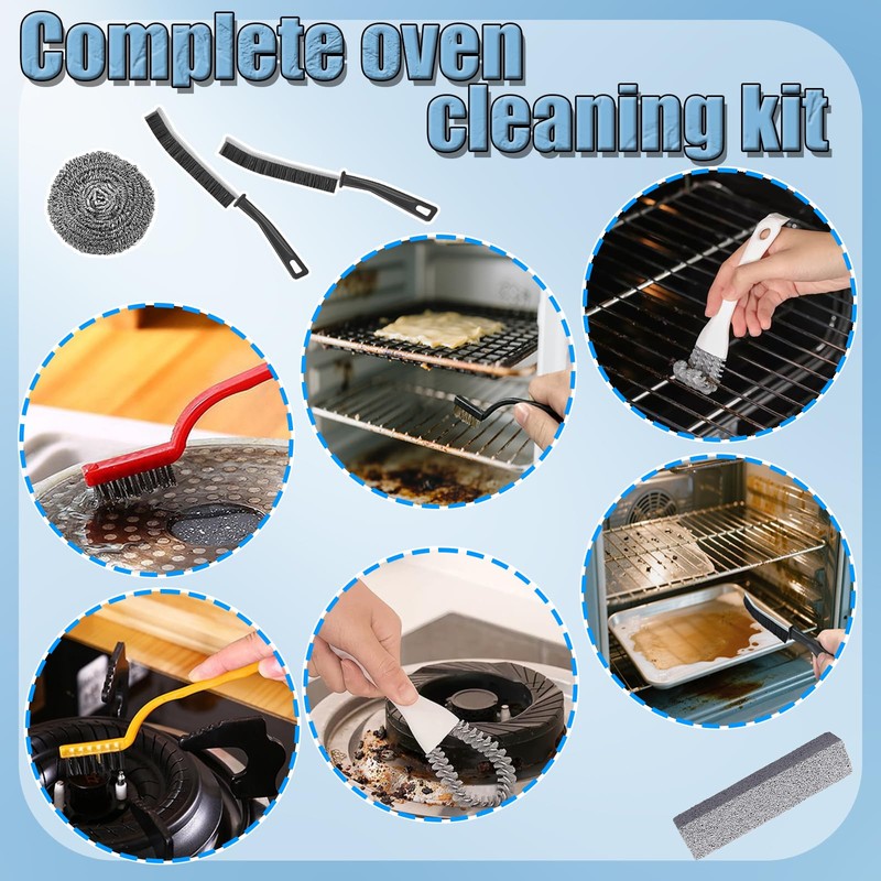Heavy Duty Oven Cleaner Brush Set, Oven Cleaning Accessories Tools,