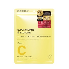 CICIBELLA Sheet Mask, Made in Japan, 7 Pieces, Vitamin Pack, Face Pack, Face Mask, Popular, Highly Moisturizing, Moisturizing, Face Pack, Rough Skin, Engine Care (Super Vitamin x EXOSOME, 7 Pieces)