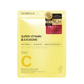 CICIBELLA Sheet Mask, Made in Japan, 7 Pieces, Vitamin Pack, Face Pack, Face Mask, Popular, Highly Moisturizing, Moisturizing, Face Pack, Rough Skin, Engine Care (Super Vitamin x EXOSOME, 7 Pieces)