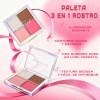 Paleta Rostro 3 En 1 Rubor Iluminador Contorno 4 Tonos