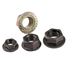CONPHERON 40pcs Carbon Steel Hex Flange Nuts Black Flange Nuts with Locking Toothing M6