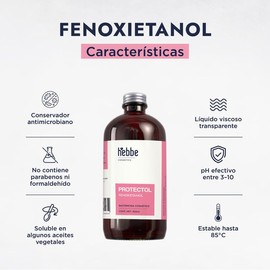 Hebbe - Fenoxietanol Conservador Antibacteriano y Antifúngico para Cosméticos, 500 ml