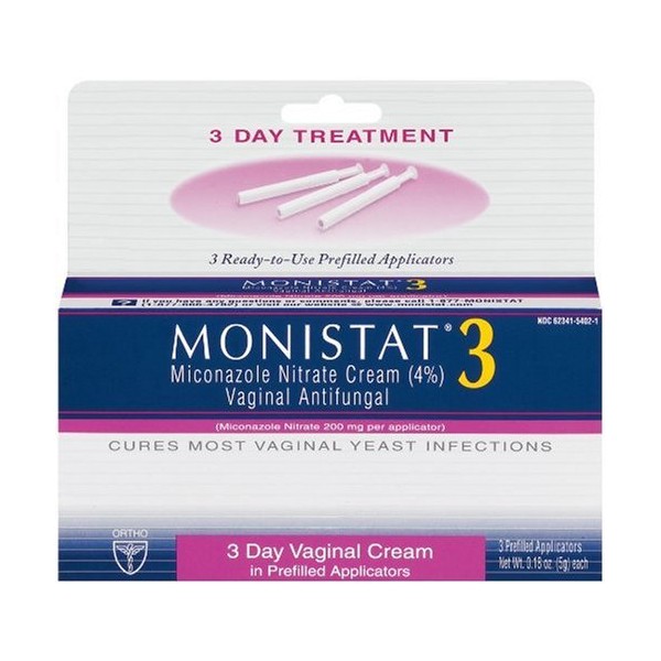 Monistat 3 Vaginal Antifungal Medication, 0.18-Ounce, 3 Prefilled Applicators (Pack of 2)
