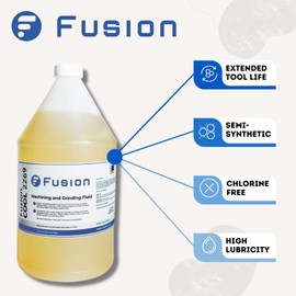 Machining and Grinding Fluid by Fusion Chemical | Cutting Oil for Drilling Metal | Fusion Cool 2269 | Semisynthetic Microemulsion Coolant | Extended Life (1 Gallon)