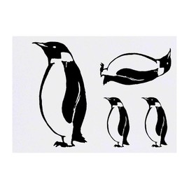4 x 'Penguin' Temporary Tattoos - Water Resistant, Skin-Safe, Non-Toxic Transfers, Mixed Sizes (TO00002207)