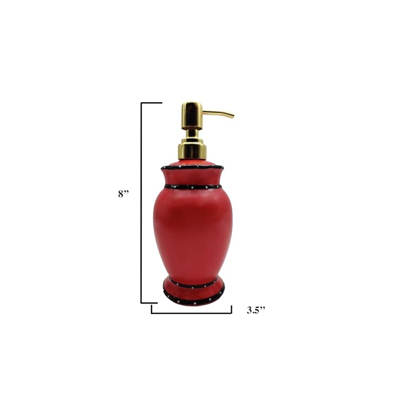 ACK Tuscany Red Ruffle Hand Painted Ceramic Soap Dispenser, Lotion