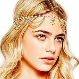 Women's Headpieces Headband Bohemia Head Chain with Pendant，gold headpiece，gold head chain