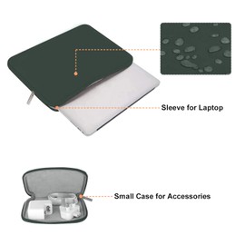 MOSISO Laptop Sleeve Compatible with MacBook Air/Pro, 13-13.3 inch Notebook, Compatible with MacBook Pro 14 inch M3 M2 M1 Chip Pro Max 2024-2021, Neoprene Bag Cover with Small Case, Midnight Green