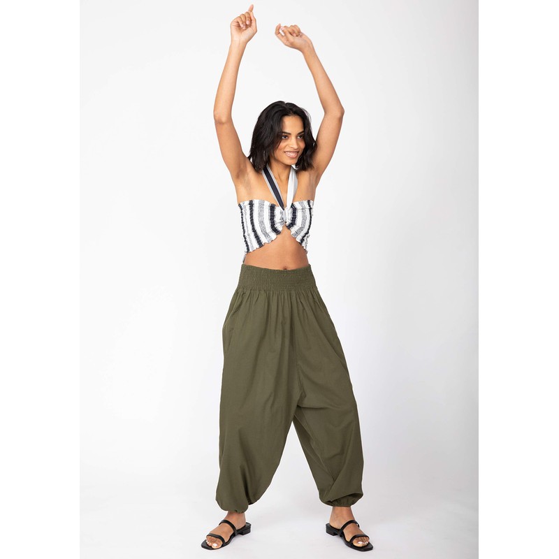likemary 2 en 1 Algodón Harén Pantalones o Bandeau Jumpsuit,