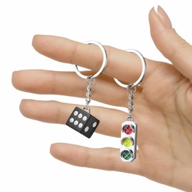YSUY Traffic Light Key Rings with Dice Keychain, Perfect Passed Driving Test Gifts for New Drivers and Friends - Fun and Unique New Car Key Rings for Men and Women
