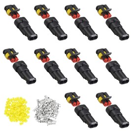 Cable Connector Plug 10 Pieces, 2 Pin Waterproof Quick Connector, Quick Connector Terminal, with Wire for Car, Truck, Kayak, Boat, Scooter, Motorcycle
