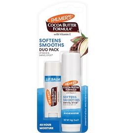Palmer's Cocoa Butter Formula Duo-Pack Labial con Manteca de Cacao y Vitamina E, Bálsamo Protector Labial 4g y Swivel Stick Barra Humectante 14g, 48 Horas de Humectación, Dermatológicamente Probado