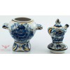 Gzhel Blue White & Gold Porcelain Samovar Teapot Figurine collectible