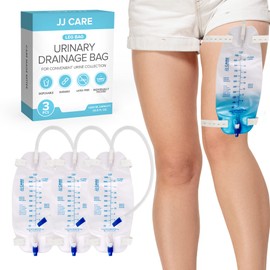 JJ CARE Urinary Drainage Leg Bag - Pack of 3 Catheter Leg Bag, 1000 ml Capacity Anti-Reflux Valved Disposable Foley Catheter Bags for Men with 18" Drainage Tube & Stepped Connector