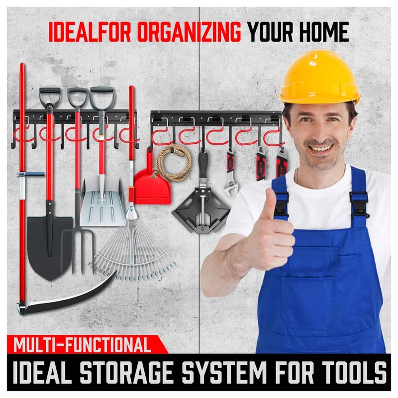 SEDY 68" All Metal Garden Tool Organizer Hooks - Garage