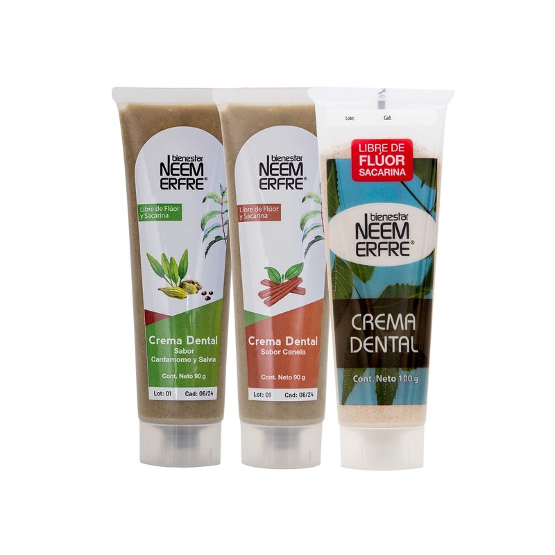 NEEM ERFRE | Pack de 3 crema dental de sabores