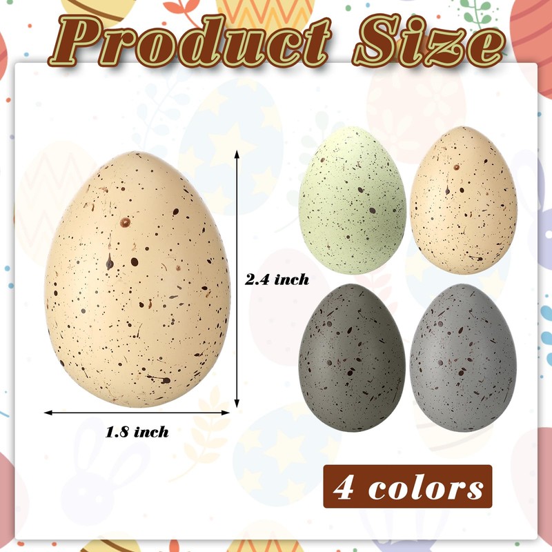 SiliFine 16 Pcs Easter Speckled Eggs 2.4 in Plastic Speckled
