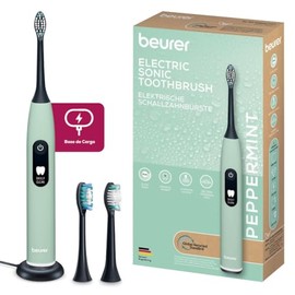 Beurer SC 50 - Cepillo de dientes eléctrico sónico con 5 modos de cepillado y sensor de presión, 80.000 vibraciones, pantalla con indicador de tiempo de cepillado, incluye 2 cabezales de cepillo