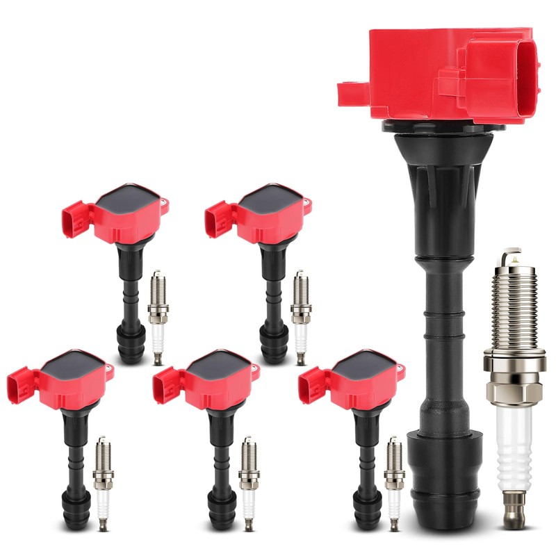 A-Premium (Red) Set of 12 Ignition Coil Pack and Iridium
