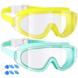 EasYoung Frameless Kids Swim Goggles, 2-Pack Swimming Goggles for Kids, Child, Boys or Girls From 6-12, Wide View Pool Goggle