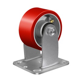 ASOMWLS 4" X 2" Caster Wheels, Heavy Duty Casters with Roller Bearing, Each Polyurethane Industrial Rigid Casters Load 800lbs Use for Platform Truck Cart Workbenches (1 Rigid)