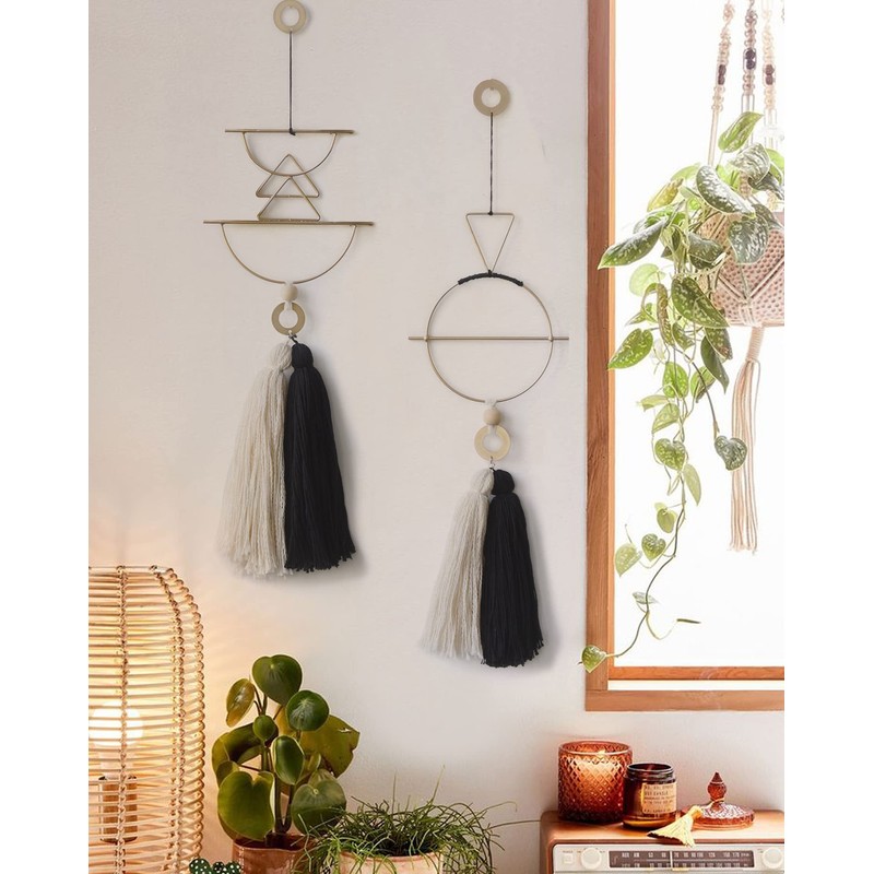 Lindo macramé para colgar en la pared de latón con