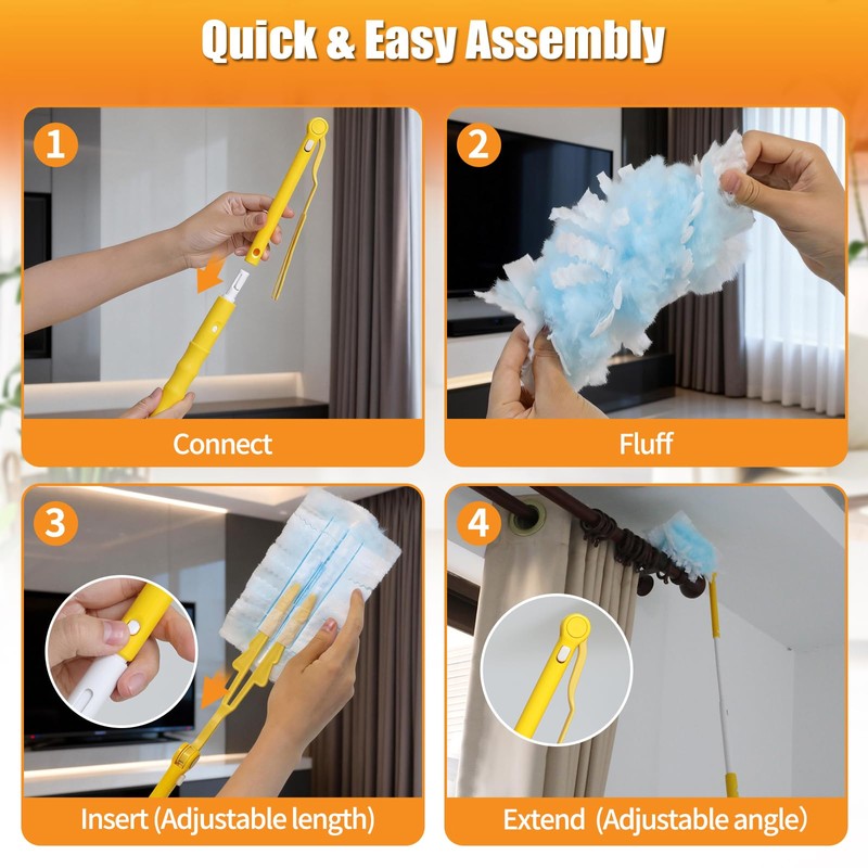 Swilsweep 80 Count Duster Refills with 1 Short Handle &
