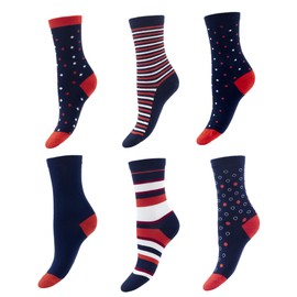 1SOCK2SOCK - Women's 6 Pack Bamboo Blend Crew Socks - Super Soft Fashionable and Casual Socks in Colorful Patterns US Women’s 6-10