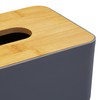 Relaxdays Tissue Box, Refillable, Bathroom, Napkin Dispenser, Bamboo Lid, Plastic,