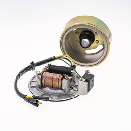 2 Coil Ignition Magneto Stator Flywheel Rotor Kit ATV Magneto Stator Plate for 50cc 70cc 90cc 110cc 125cc Taotao Kazuma SSR Baja ATV Quad Dirt Kick Bike 4 Wheeler