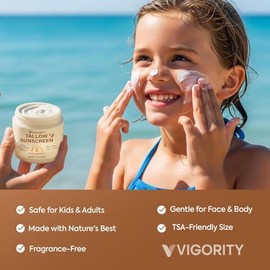 Beef Tallow Sunscreen with Clear Zinc: Non-Toxic SPF 30 Sunscreen for Face & Body, Natural Sunblock with Nourishing Tallow & Botanical Extracts 2 Fl Oz