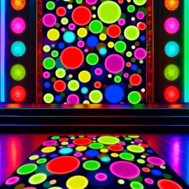 Haull 2 Pack Neon Light up Dance Floor Glow in The Dark UV Reactive Blacklight Rug Fabric Fluorescent Floor Runner Neon Party Decorations for Carnival Disco Glow Party (47 x 47 Inches)