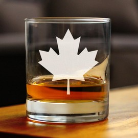 Canada Maple Leaf Rocks Glass - Canadian Flag Gifts and Decor for Women and Men - 10.25 Oz Glasses