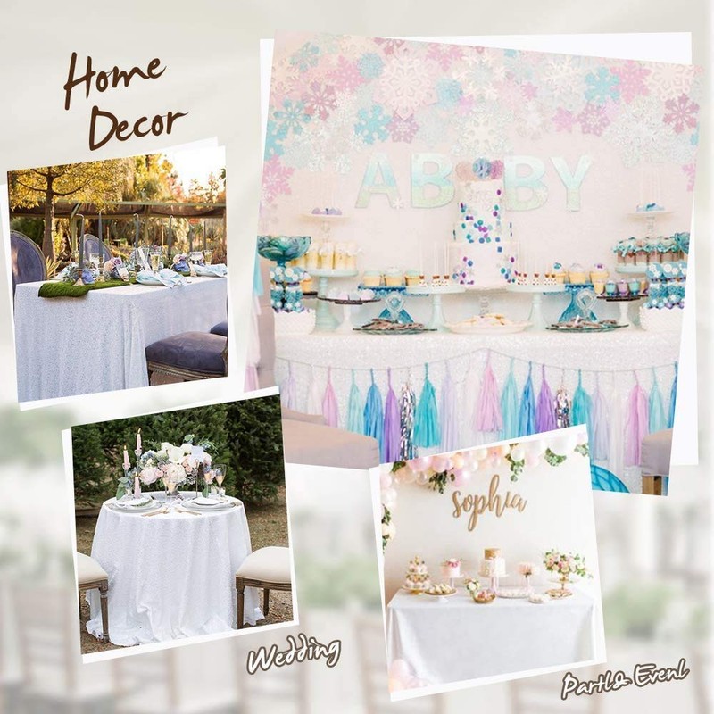 Eternal Beauty Sparkly Rectangle Sequin Tablecloths Wedding Party Banquet (White,50x80
