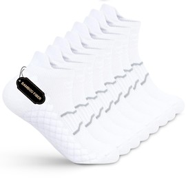 WeciBor Womens Bamboo Trainer Running Socks, Low Cut Cushioned Breathable Athletic Ankle Socks, 4 Pack White, Size 6-8
