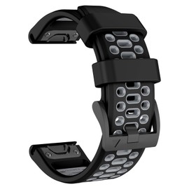 OVERSTEP Sport Band for Garmin Fenix 5/Fenix 6/Fenix 7, 22mm Rugged Watch Bands for Forerunner 965/955/945/935/Approach S60/Quatix 5, Black Gray