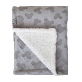 eYone Large Receiving Sherpa Baby Blanket Double Layer Fleece for Nursery Cot and Pram (Grey,80x110cm)