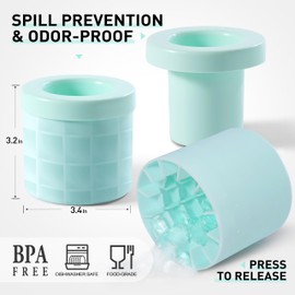 Huatean Home Large Ice Cube Tray with Removable Lid, Big Silicone rounded Ice Cube Mold Reusable, Decompress Ice Lattice, Press-Type Easy-Release Ice Cup 2pack, Blue