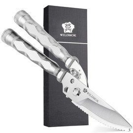 WILDMOK Heavy Duty Poultry Shears - 8.5 Inch Multi-function Stainless Steel Poultry Outdoor Shears, Ultra Sharp Kitchen Scissors for Outdoor Camp, White