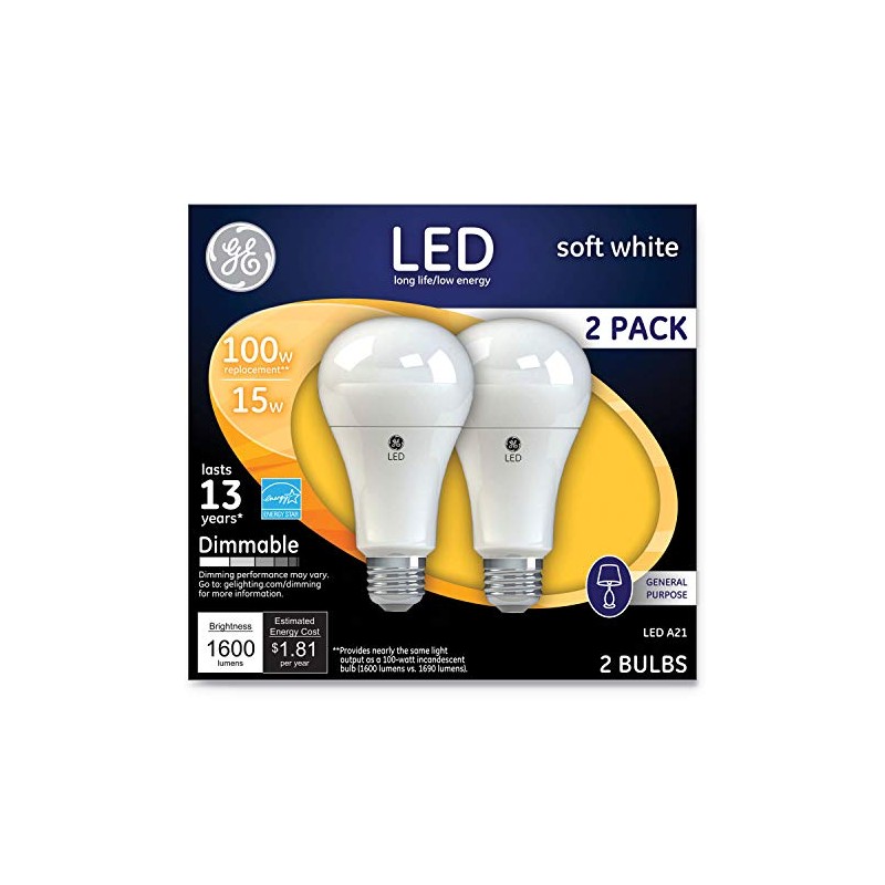 GE Dimmable LED Light Bulbs, A21 General Purpose (100 Watt
