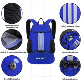 EULANT Improved Football Backpack with Shoe Compartment, Multifunctional Backpack with Bottom Compartment, Waterproof Sports Bags for Basketball, Swimming, Camping, Training, Beach, Yoga, Dry Wet