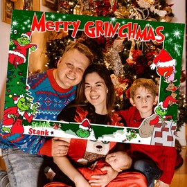 JeVenis Merry Grinchmas Party Booth Props Frame Merry Grinchmas Game Decoration Merry Grinchmas Party Supplies Grinchmas party Decoration Grinchmas party Supplies