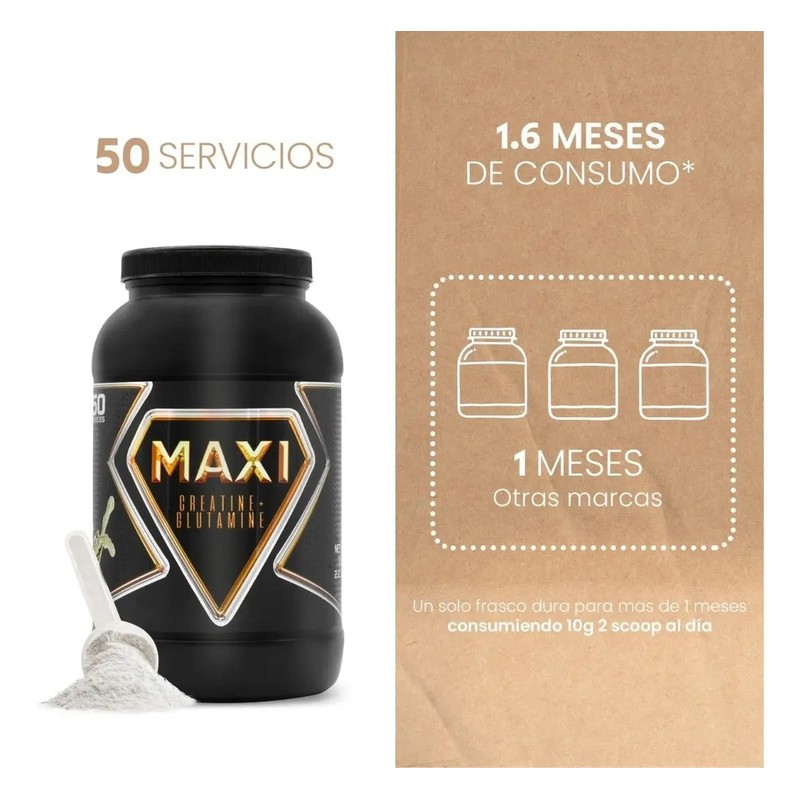 Creatina Glutamina Maxi Protein 1 Kg 50 Servicios