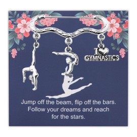 PLITI Gymnast Gift Gymnastics Team Gift Gymnastics Class Gift Jump Off The Beam Flip Off The Bars Gymnastics Brooch Pin (Jump beam pinCA)