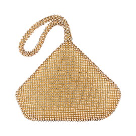 Vgift Glitter Sparkly Rhinestone Clutch Purse Shimmer Diamond Evening Bag for Women, Gold